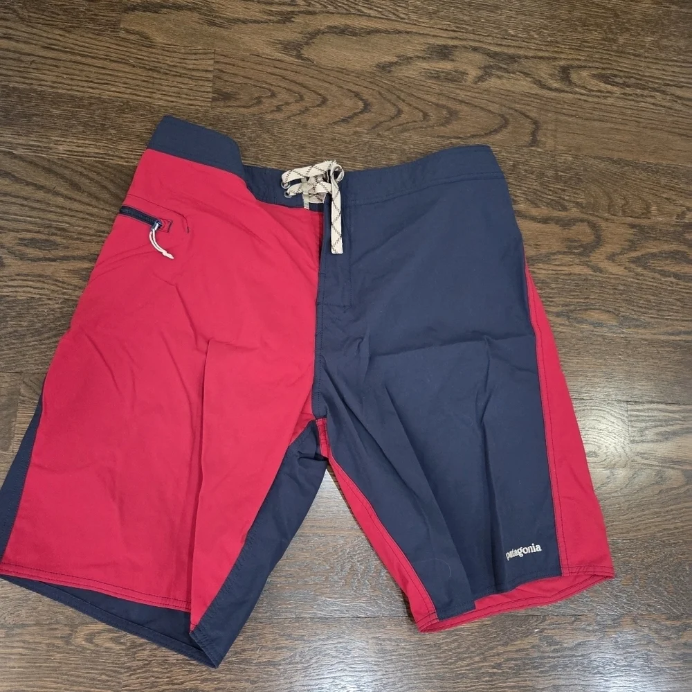 Patagonia Red and Navy Board Shorts Sz.36